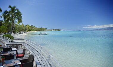Sofitel Kia Ora Moorea Beach Resort & Spa Outdoor dining at the Sofitel Kia Ora Moorea Lagoon Beach Resort