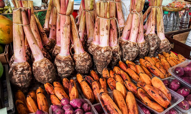 Légumes fruits de Tahiti Taro, Fe'i, etc