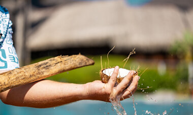 Polynesian Culture: Opening a Coconut at Hilton Moorea Resort