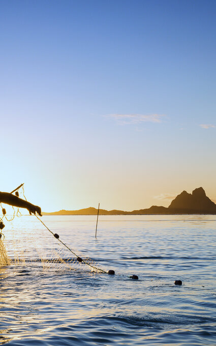 homme qui fait de la pêche au filet 